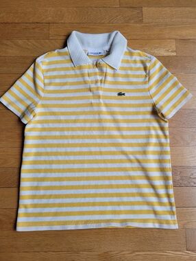 Worn Once! Lacoste Mesh Collar Striped Polo Shirt